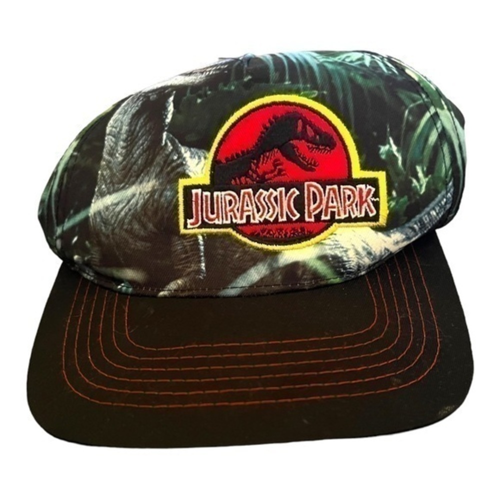 ▶️ Jurassic Park ◀️ Multi Color Flat Bill Snap Back Hat.